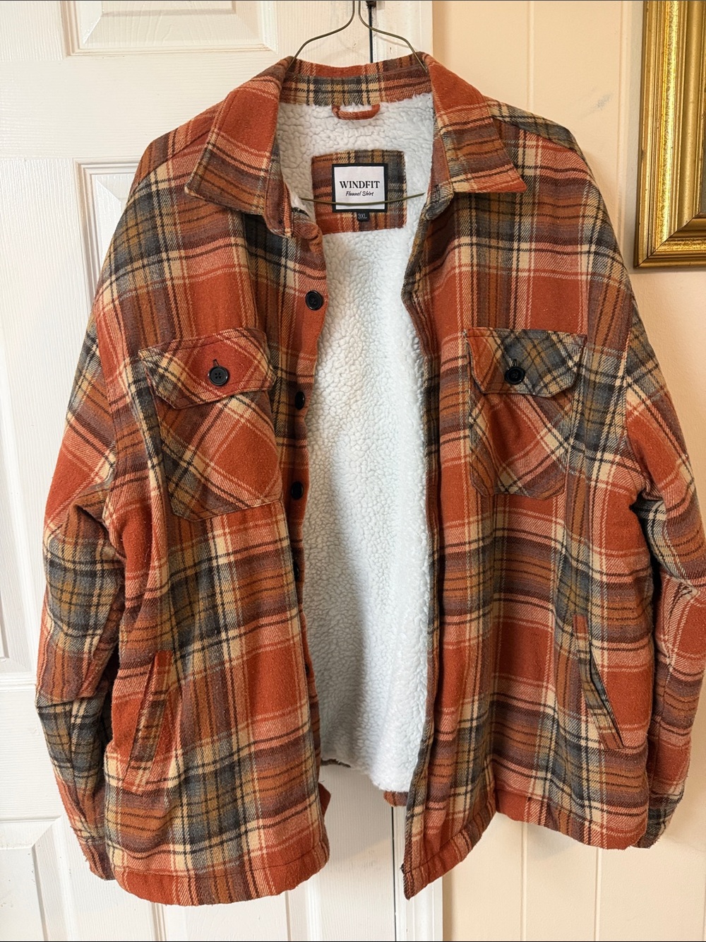 Men big and tall Plaid Sherpa-Lined Jacket